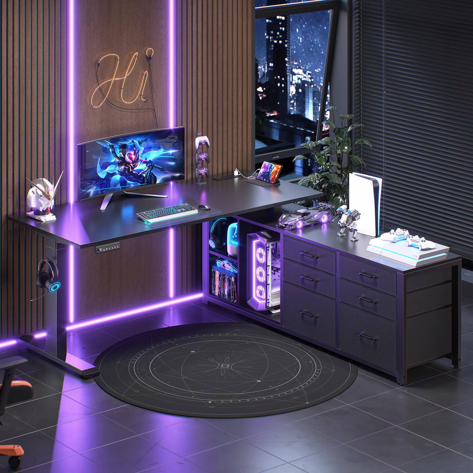 Amazon.com: SEDETA L Shaped Standing Desk with 6 Drawers, Height